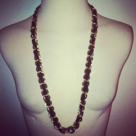 VINTAGE! Gold / Brown chain link necklace - Picture 2 of 4