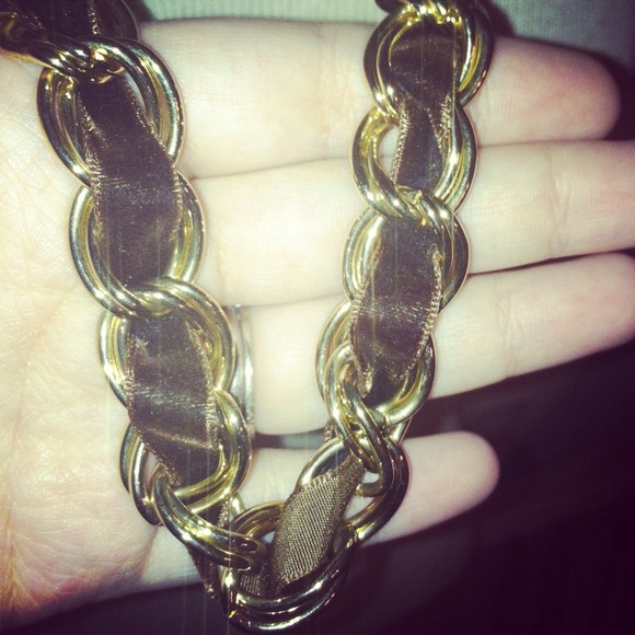 VINTAGE! Gold / Brown chain link necklace - Picture 4 of 4
