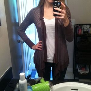 Striped high-low sweater