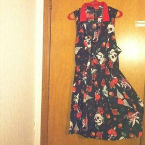 Skulls n hearts n roses sleeveless dress
