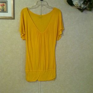 Yellow butterfly sleeve vneck top