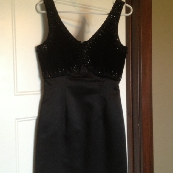 Black Velvet and Satin Cocktail Dress