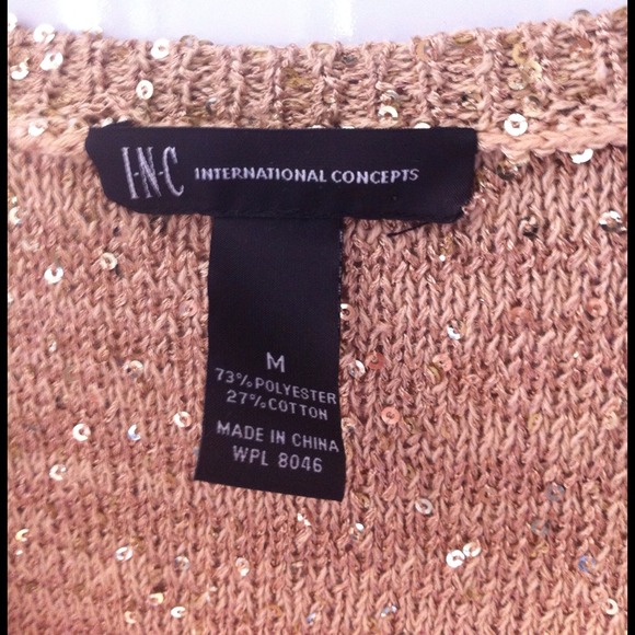 Gorgeous droop neck gold knit top with sequinsNWOT - Picture 2 of 3