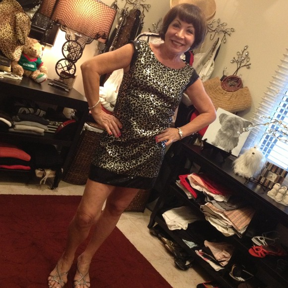 Silver & Black Sequined Party Dress