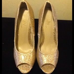 Sparkly gold platform heels