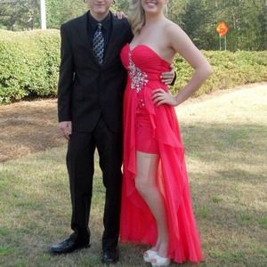 Blush prom dress-hot coral color, size 6