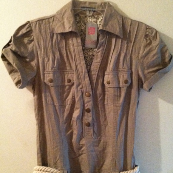 Bundled! SOLD! Stone Khaki Collar Dress - Picture 3 of 4