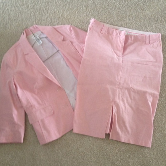 Pink seersucker suit