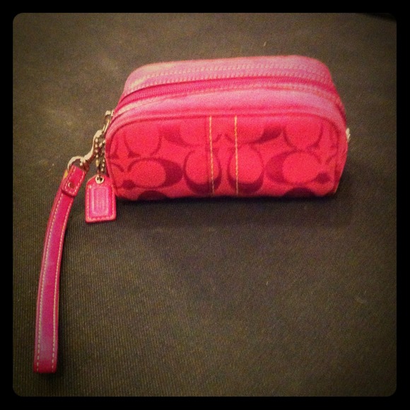 Authentic Coach Hot Pink Mini Wristlet
