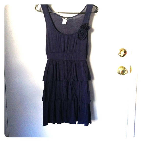 Dark blue ruffled dress