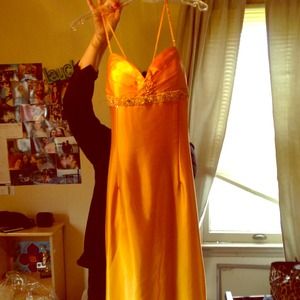 Full length gold gown
