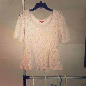 White lace peplum shirt