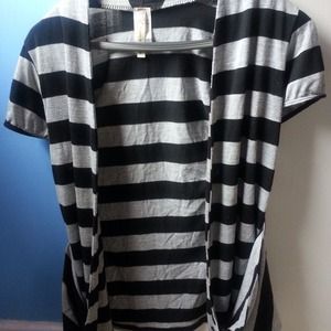 black and gray cardigan