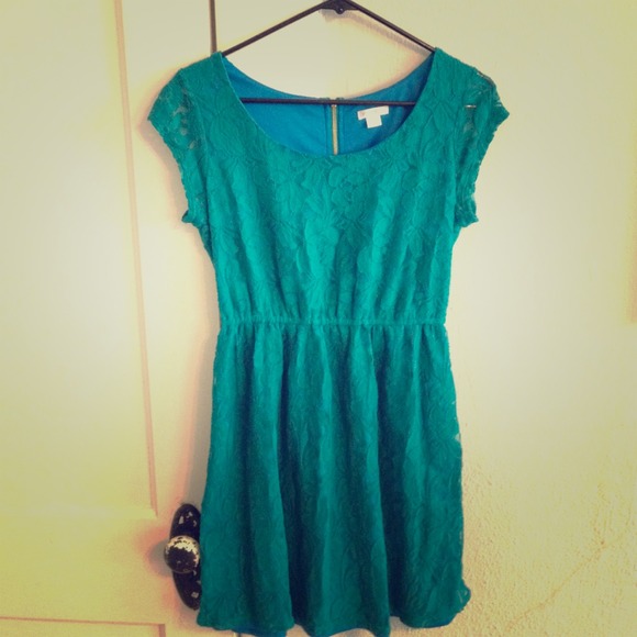 Teal lace dress