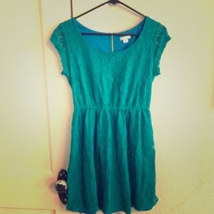 Teal lace dress