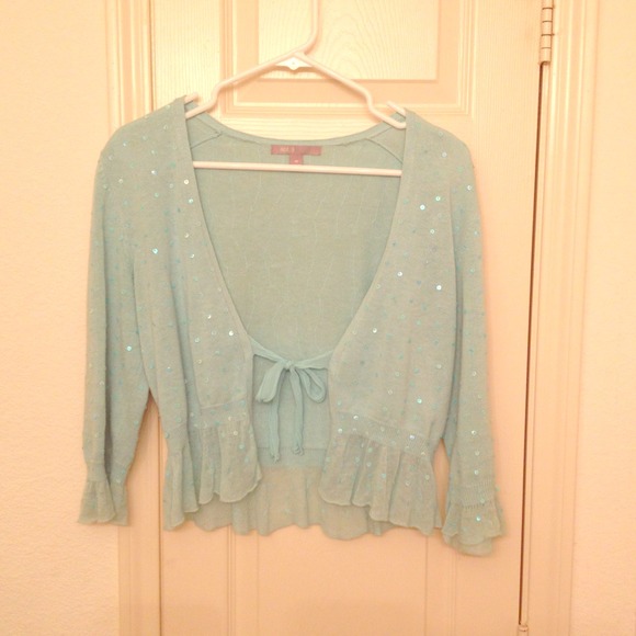 Turquoise, sequined cardigan