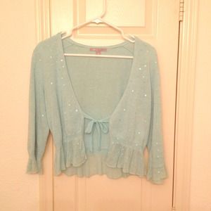 Turquoise, sequined cardigan