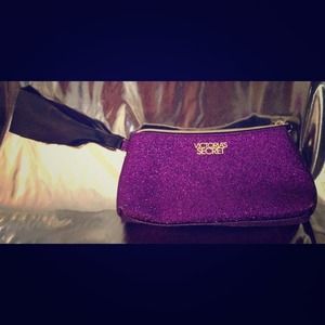 VICTORIA'S SECRET purple and gold glitter bag