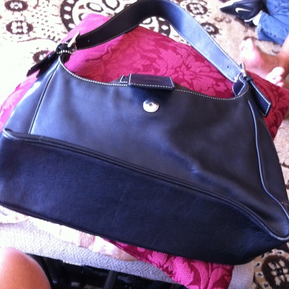 Authentic  black leather coach