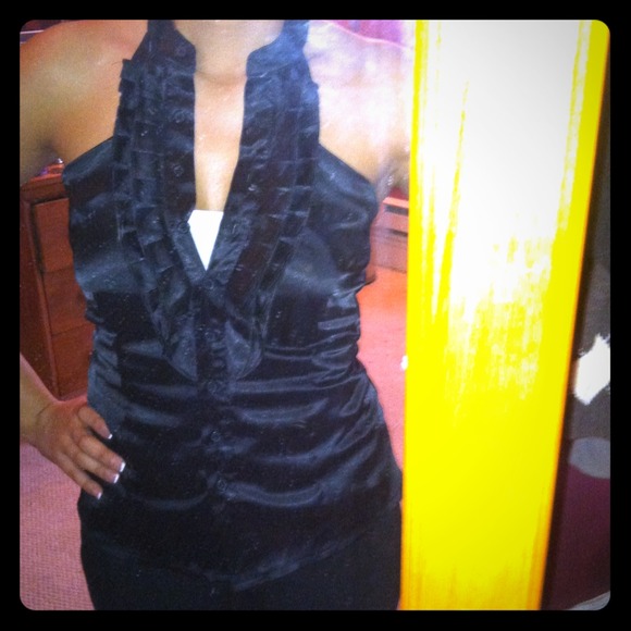 F21 Black Button Up Halter | NWOT - Picture 1 of 4