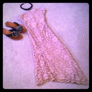 Tan Floral Lace Dress!