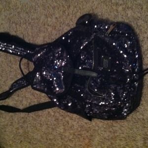 Victorias Secret black sequin backpack