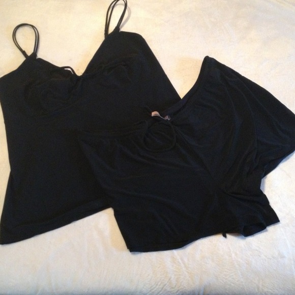 Black comfy pajama tank top & short set
