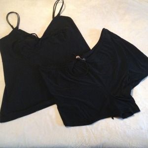 Black comfy pajama tank top & short set