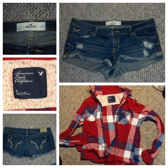 Hollister Shorts &Plaid Shirt &Camera🚫RESERVED🚫