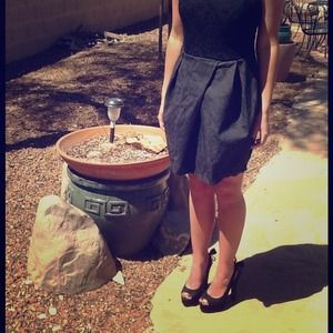 Strapless Black and Denim Dress