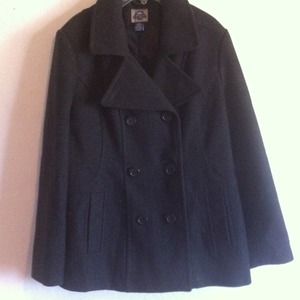 Black wool peacoat
