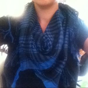 Blue and black plaid triangle scarf