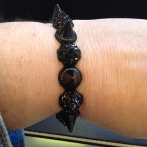 Black and rhinestone spike bracelet