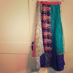 Hand made silk layered wrap around skirt