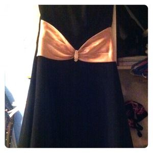 Black dress with light pink bow belt