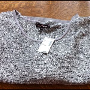Silver sequin dolomon sleeve sweater from mandee