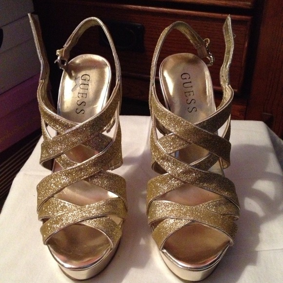 Gold stilettos.