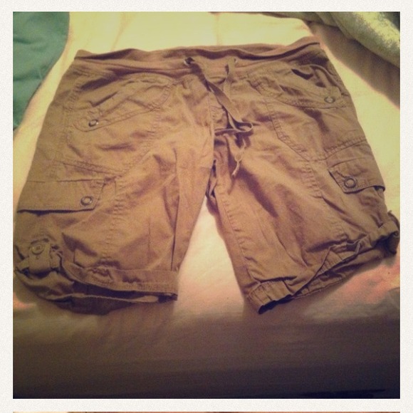 Khaki Bermudas and flats bundle and shirt