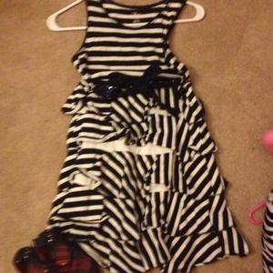Navy and white stripe girls dress xl 14