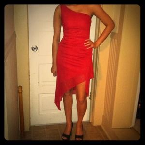One Shoulder Fancy Red Dress!