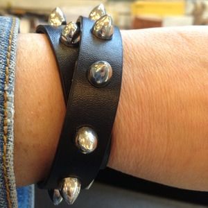 Spike leather cuff bracelet