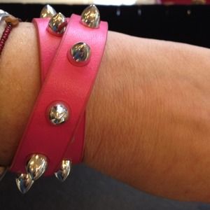 Spiked wrap around arm leather cuff