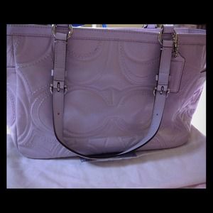Authentic Coach signature stitched patent tote bag
