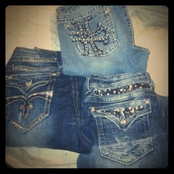 2 pair of Miss Me jeans and 1 pair Rock Revivals!