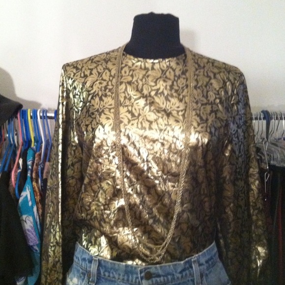 SOLD Vintage Gold Design Metallic Blouse