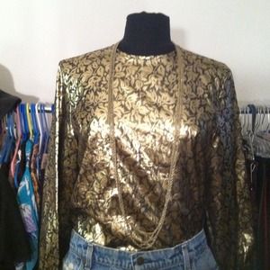 SOLD Vintage Gold Design Metallic Blouse