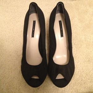 Bandolino black peep toe wedges.