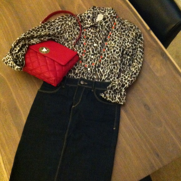 SOLD - Denim pencil skirt