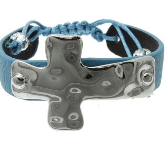 Hammered Metal Cross Bracelet