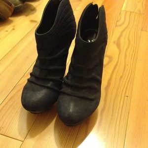 Sexy high heel navy blue booties.